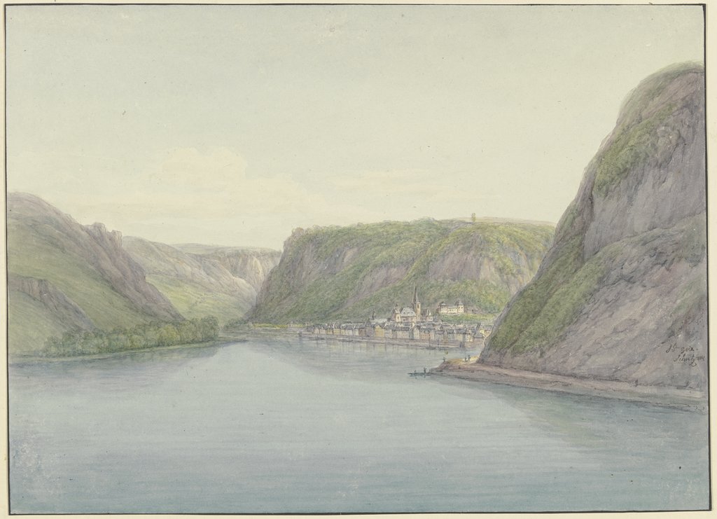 Blick in das Rheintal, rechts Sankt Goar, Christian Georg Schütz