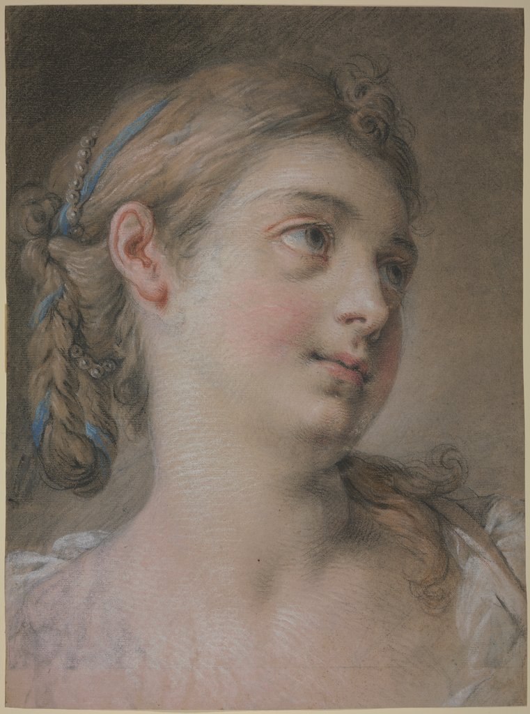 Frauenkopf nach rechts gewandt, François Boucher;  Umkreis