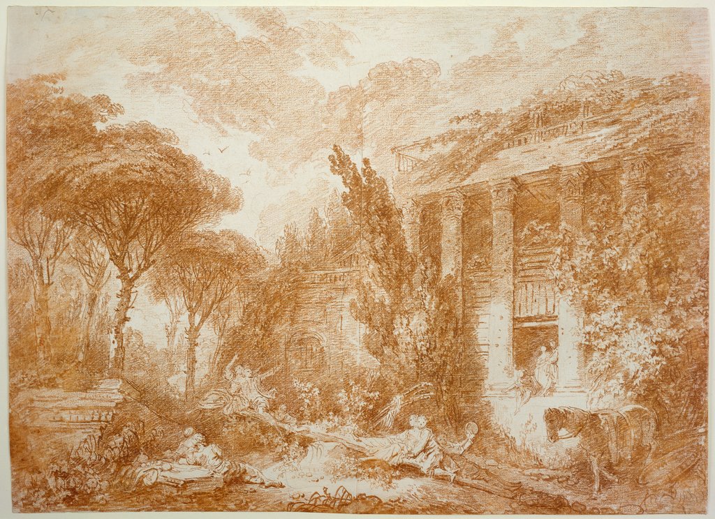 Park landscape of Marburg Castle, Jean-Honoré Fragonard