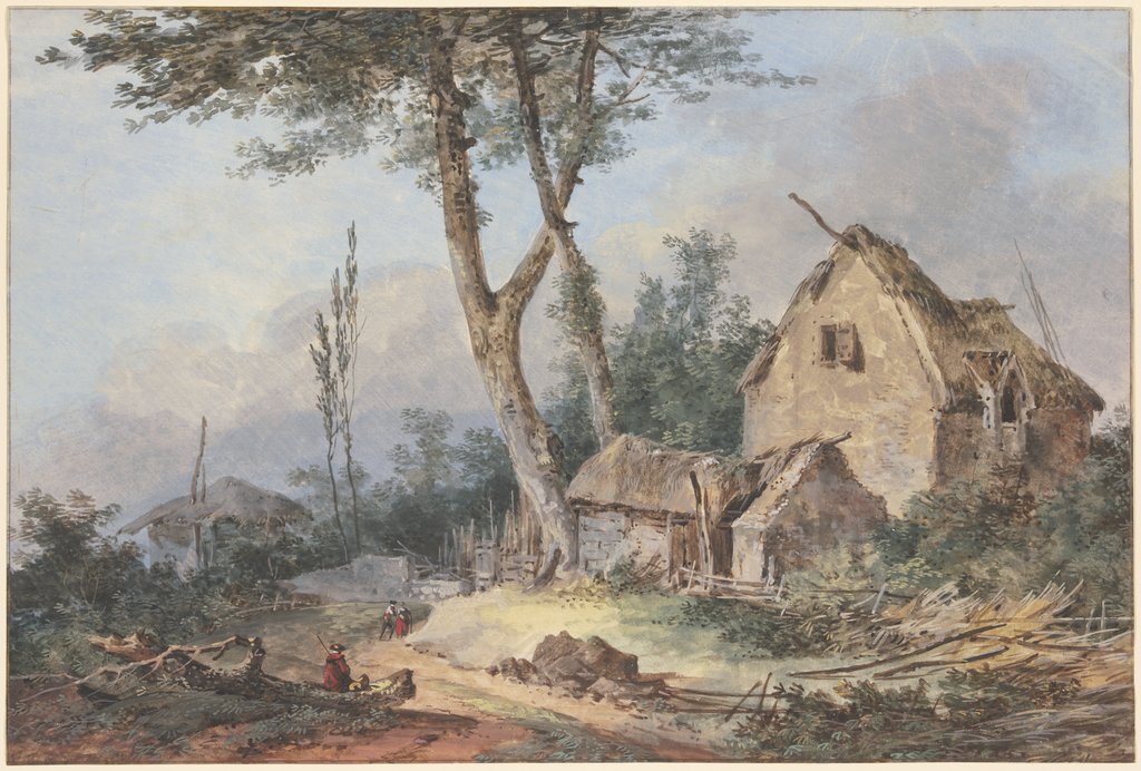 Landschaft mit zerfallenem Gehöft, Louis Gabriel Moreau