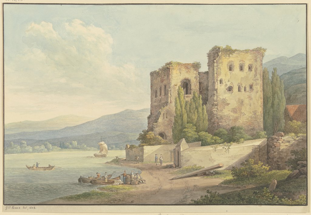 Die Niederburg (Brömserburg) bei Rüdesheim am Rhein, Georg Melchior Kraus