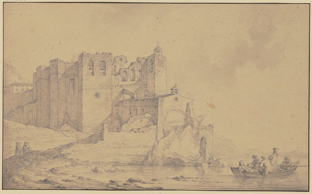 Blick auf ein altes Schloss an der Rhône, Philippe-Jacques de Loutherbourg the Younger