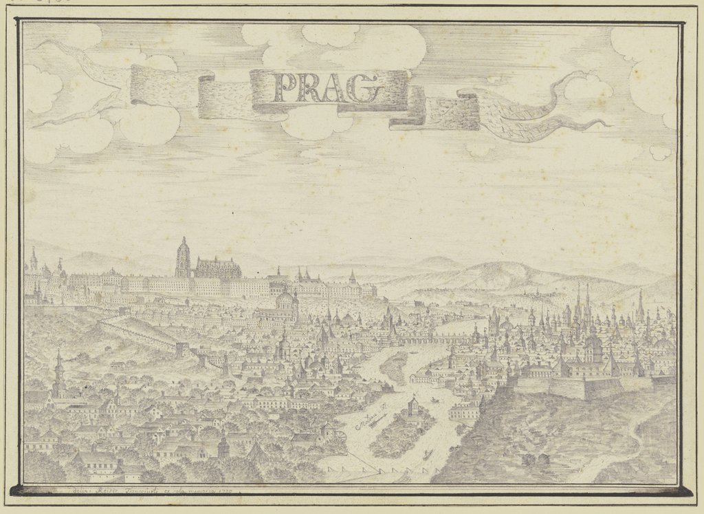 Ansicht von Prag mit der Moldau, Johann Baptist Reiser