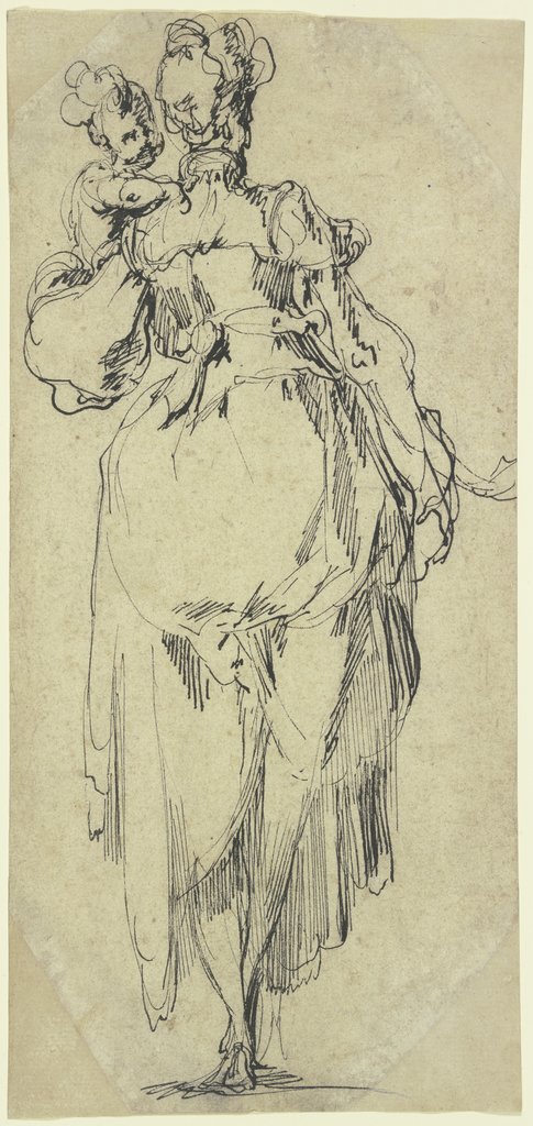 Stehende Frau mit Kind, Rückenansicht, Jacques Bellange