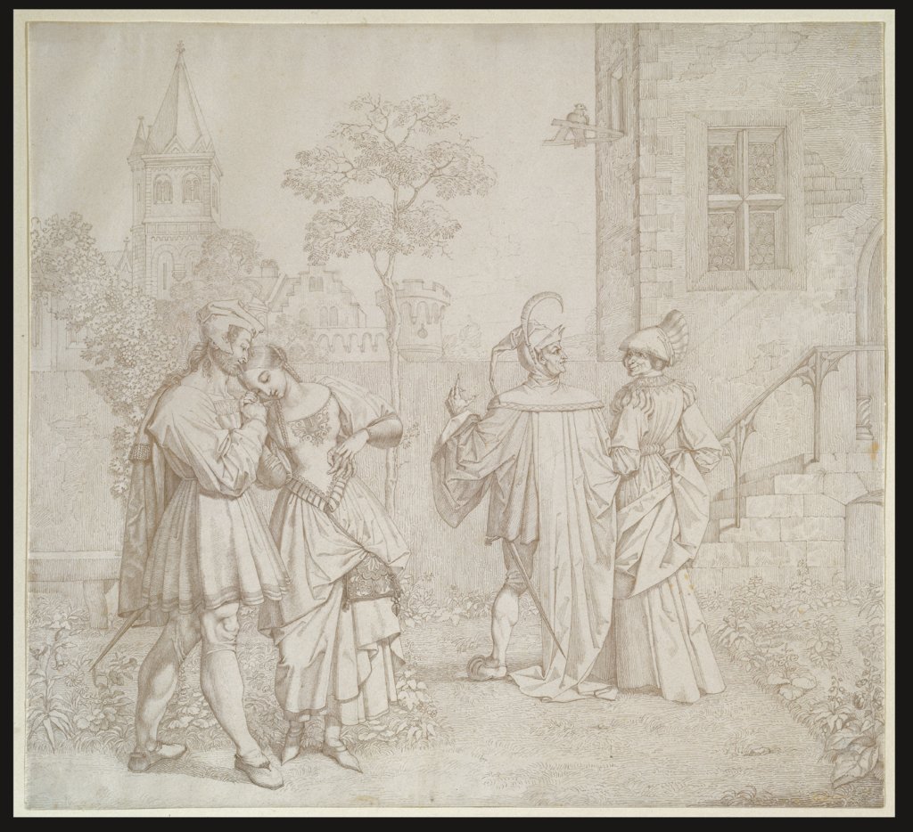 Drawing for Goethes Faust: The Stroll in the Garden, Peter von Cornelius