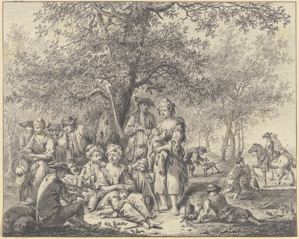 Rastende unter einer Eiche am Waldrand, Johann Ludwig Ernst Morgenstern, nach Johann Conrad Seekatz