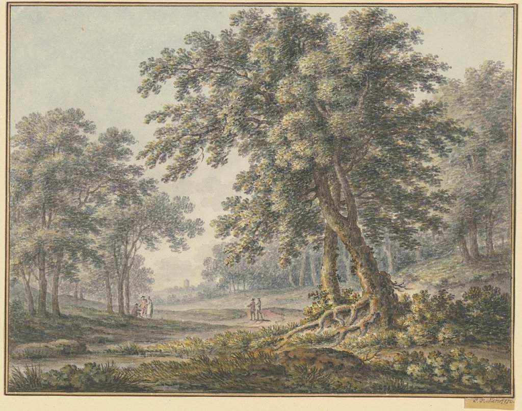 Waldpartie mit zwei Figurengruppen, Johann Heinrich Müntz