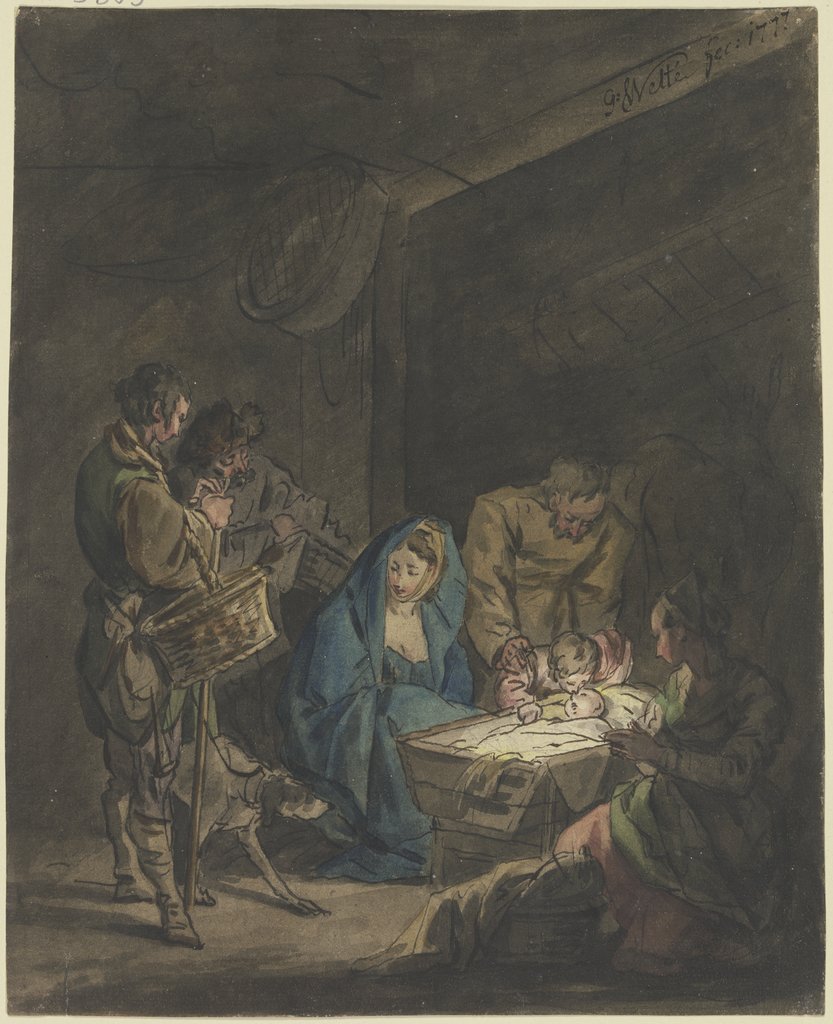 Adoration of the shepherds, Gottlieb Welté