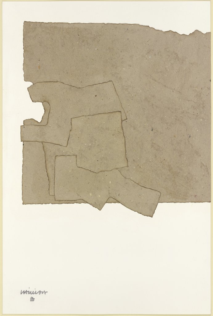 Komposition, Collage beige auf weiß, Eduardo Chillida