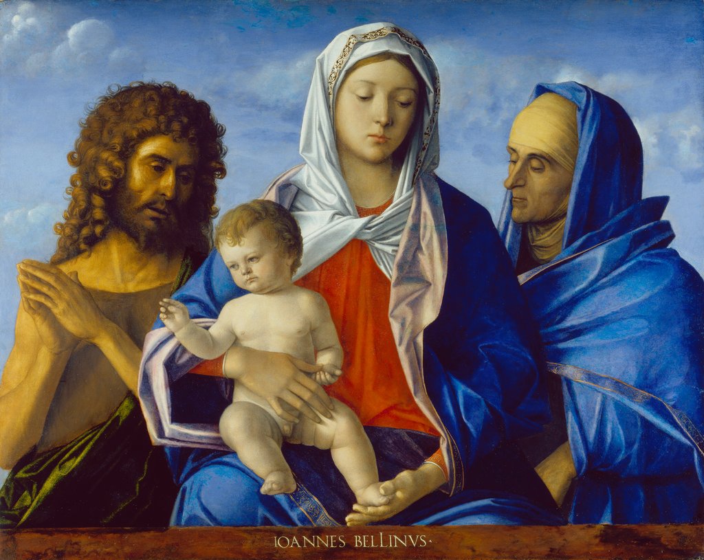 Madonna and Child with Saints John the Baptist and Elizabeth, Giovanni Bellini;  and workshop