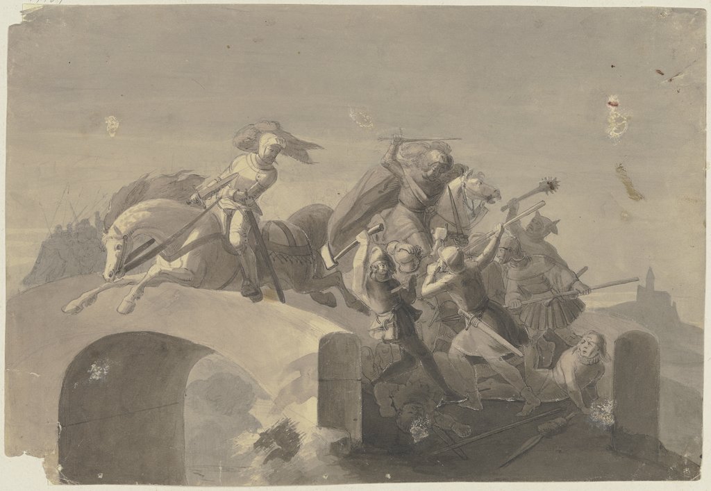 Fight on a bridge, German, 19th century