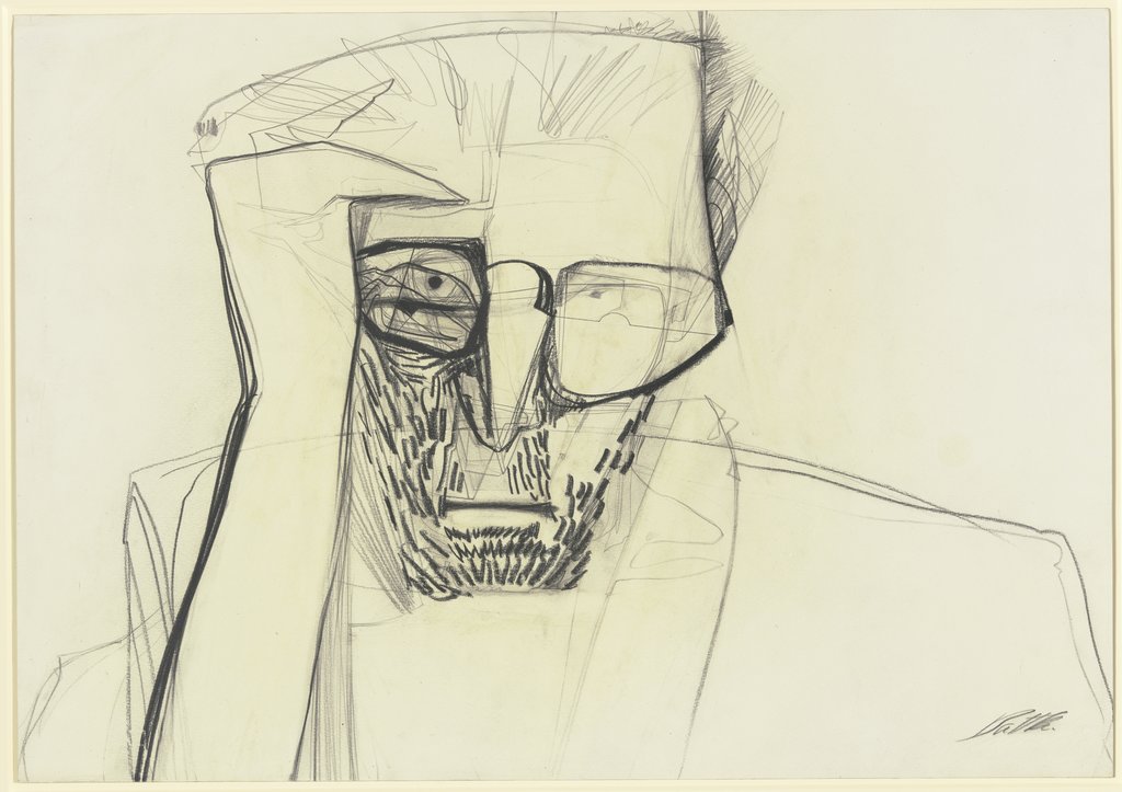 Bildnis B 55 (Selbstbildnis mit Brille und Vollbart), Heinz Battke