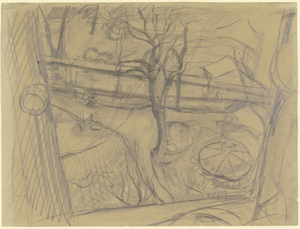 Blick aus dem Fenster auf einen Garten, Max Beckmann