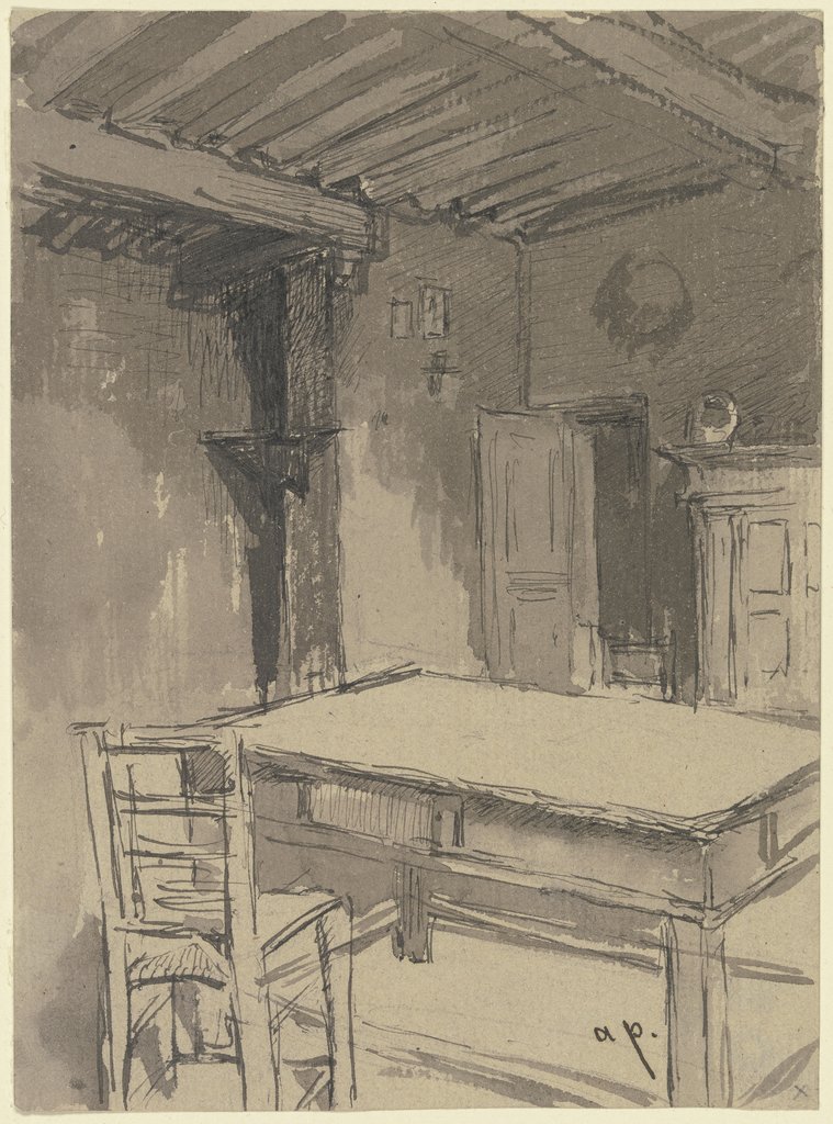 Room with beamed ceiling, August von Pettenkofen