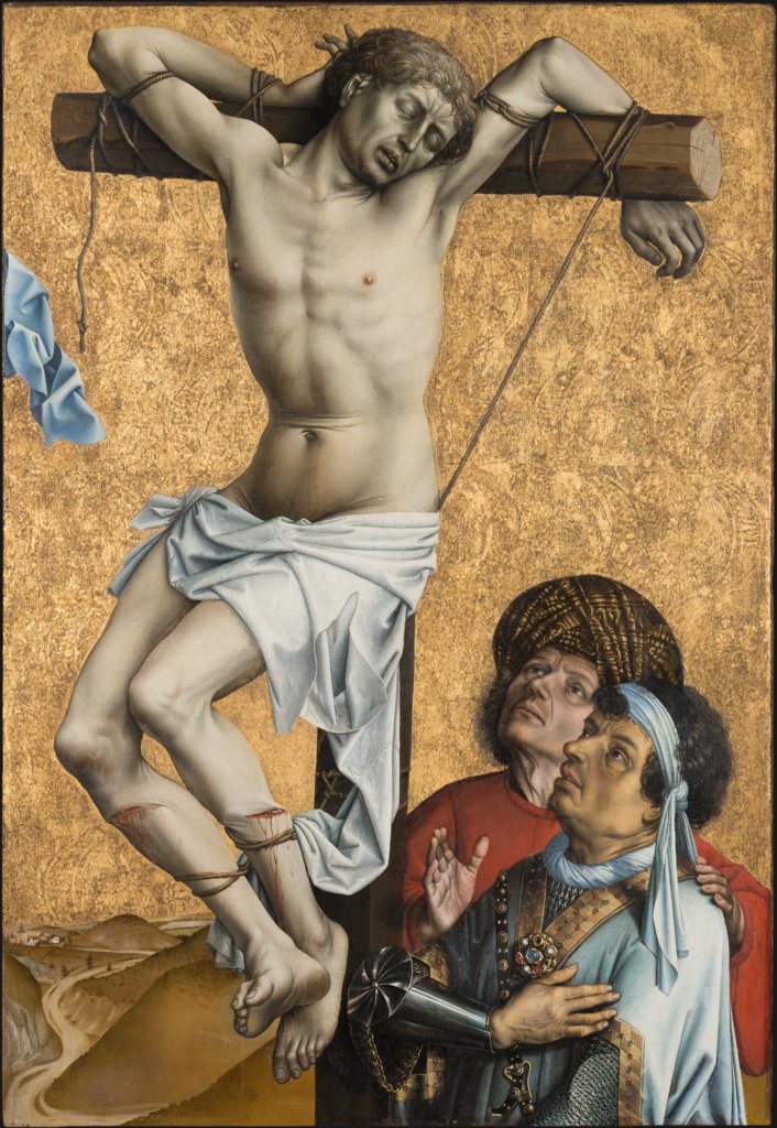 The Bad Thief to the Left of Christ; former exterior wing of the triptych: Saint John the Baptist (fragment), Master of Flémalle, Robert Campin;  workshop