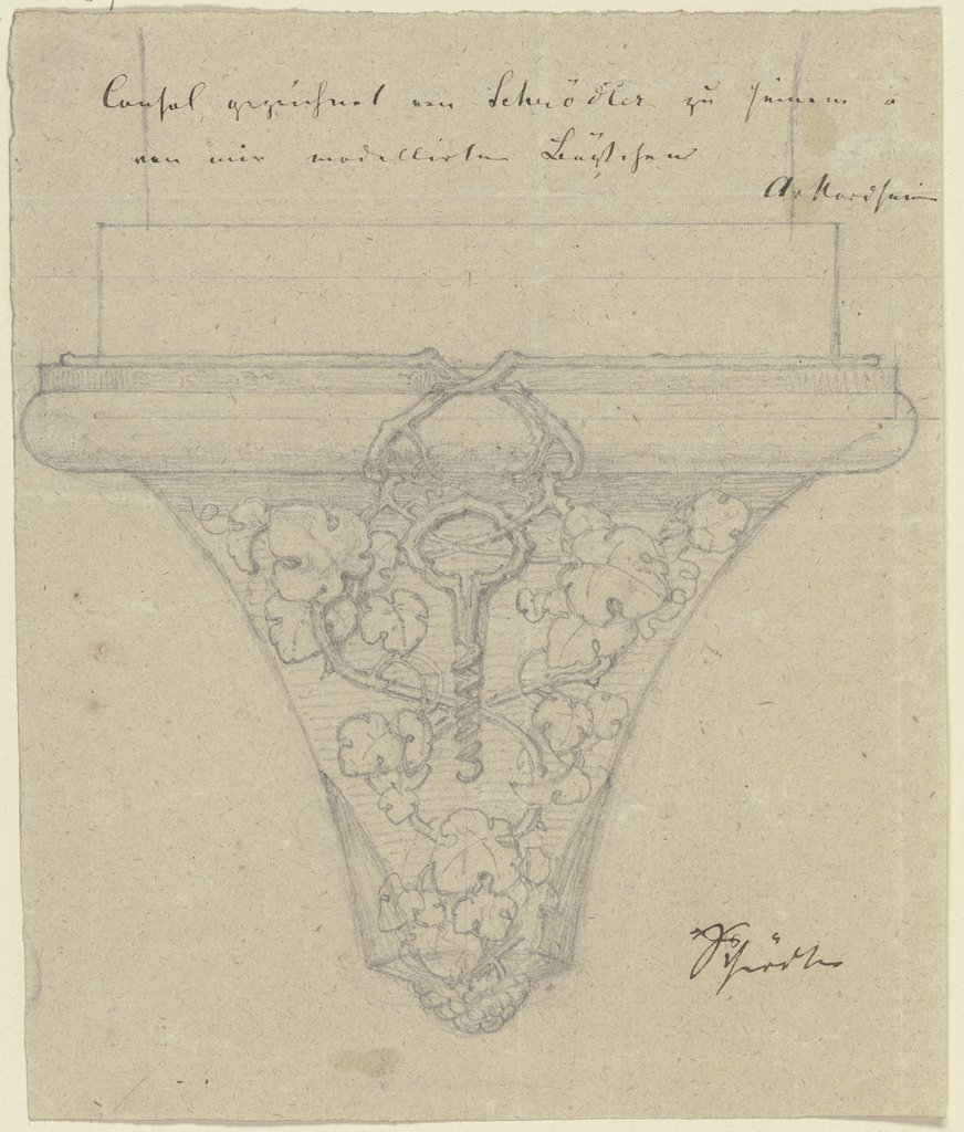 Konsole, verziert mit Weinranken und einem Korkenzieher, Adolf Schroedter