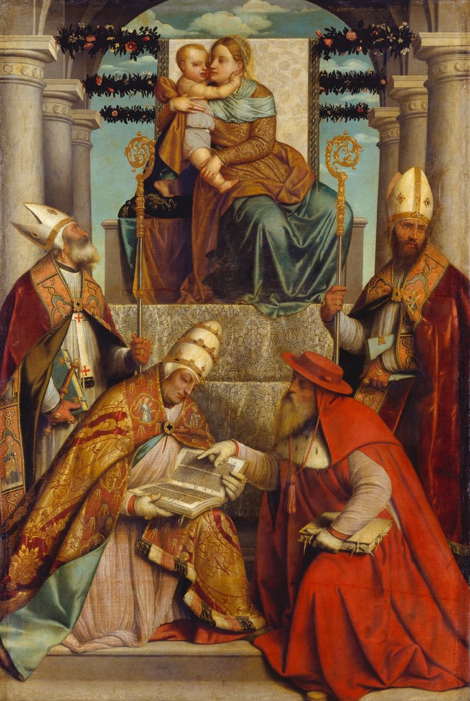 Virgin and Child Enthroned with the Four Fathers of the Latin Church, Moretto da Brescia