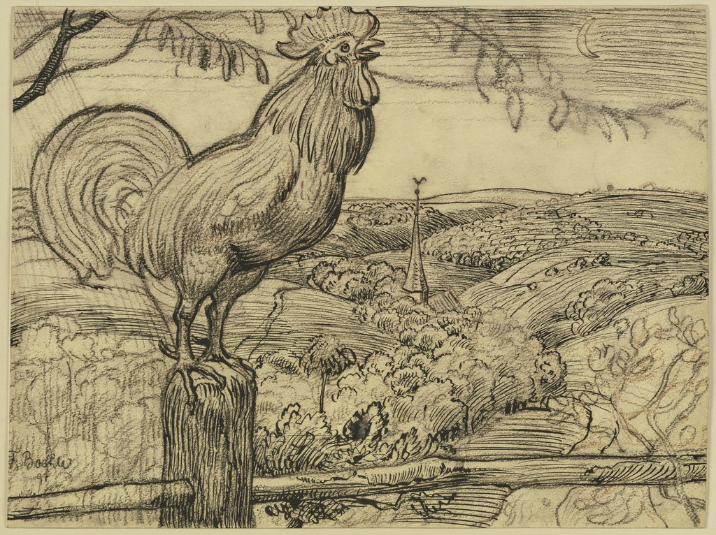 Crowing cock, Fritz Boehle