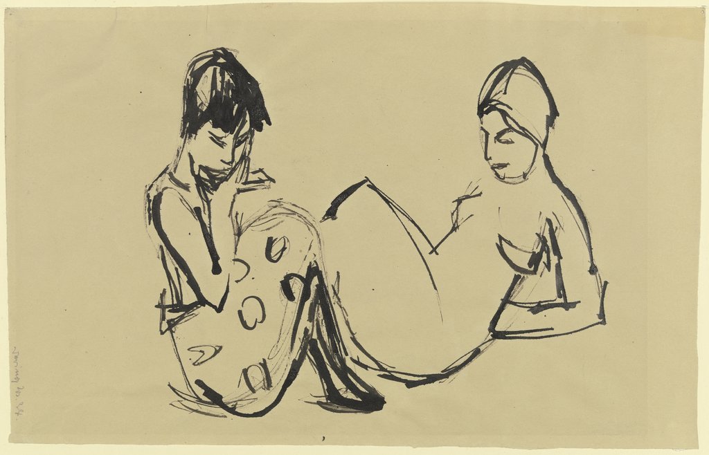 Two sitting girls, Josef Dering