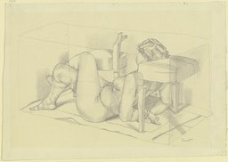 Kubistische Modellstudie, liegender weiblicher Akt, Reinhold Ewald