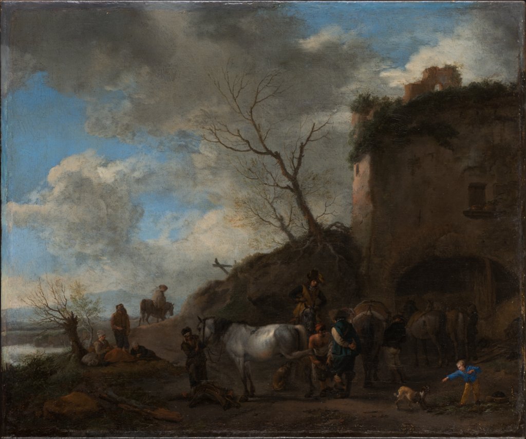 Reiter vor einer Hufschmiede, Philips Wouwerman