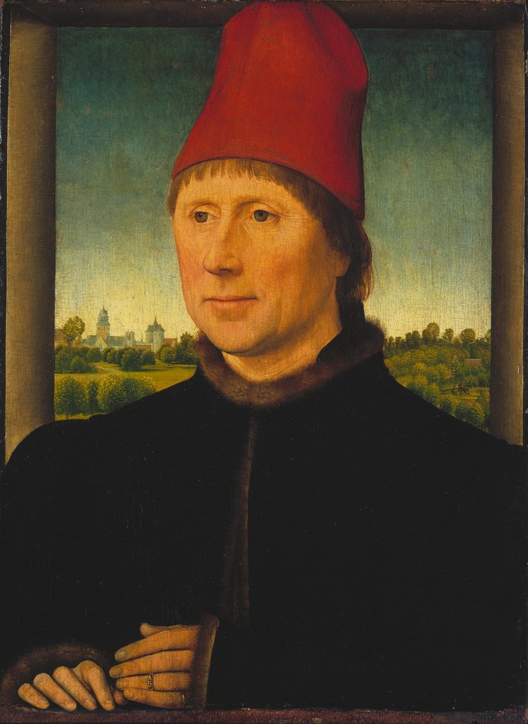 Portrait of a Man Wearing a High Red Cap, Hans Memling