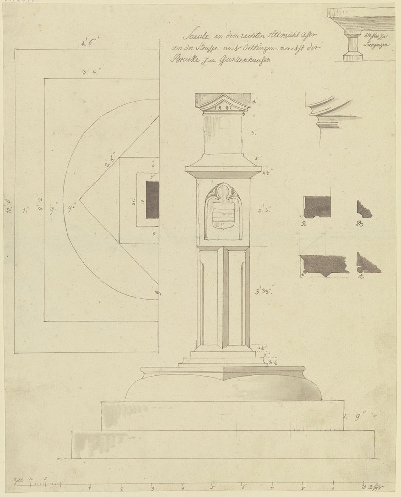 Säule an dem rechten Altmühl Ufer an der Straße nach Oettingen nächst der Brücke zu Gunzenhausen, Karl Ballenberger