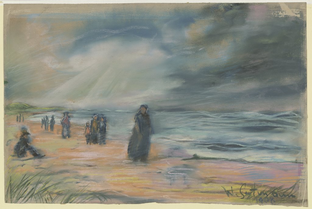 Spaziergänger am Strand, Wilhelm Gutmann