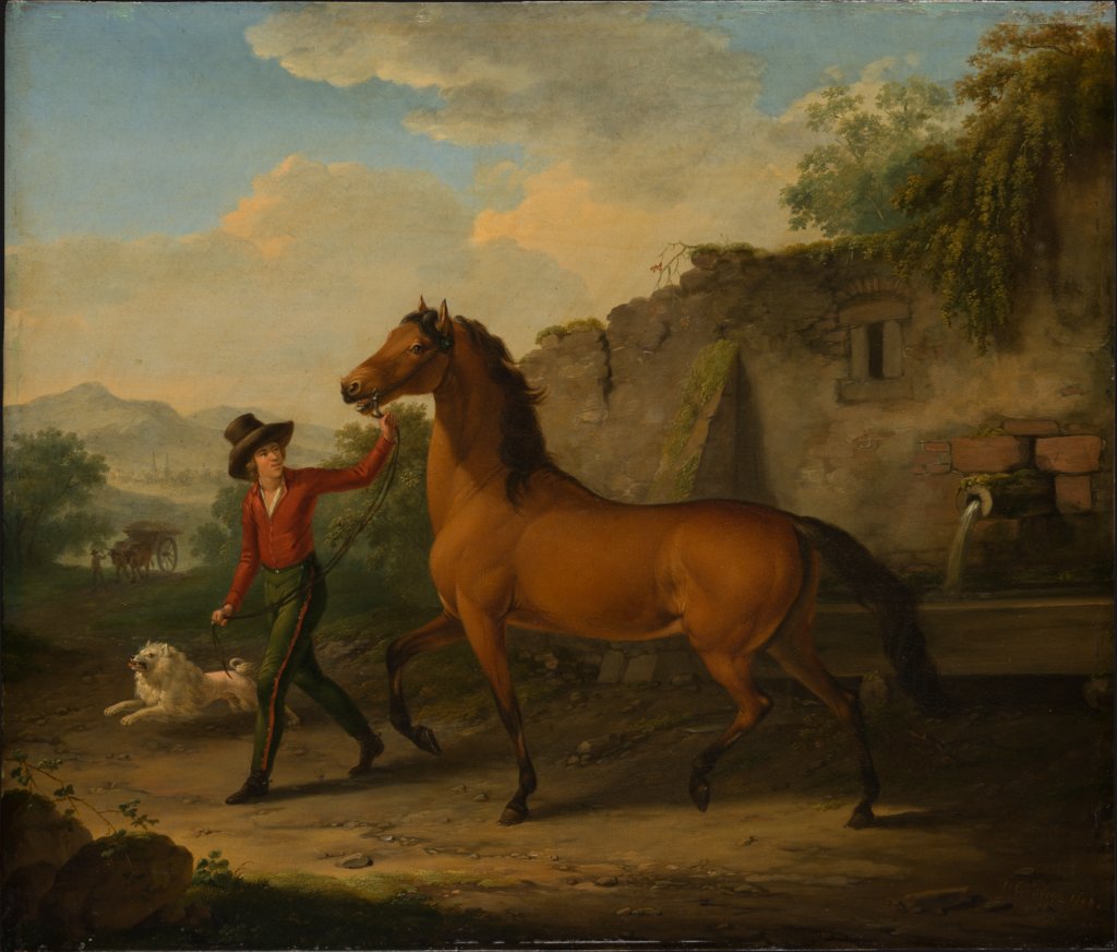 A Groom Leading a Stallion from the Drinking Trough, Johann Georg Pforr