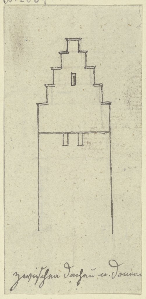 Umriss einer Fassade mit getrepptem Giebel, Karl Ballenberger