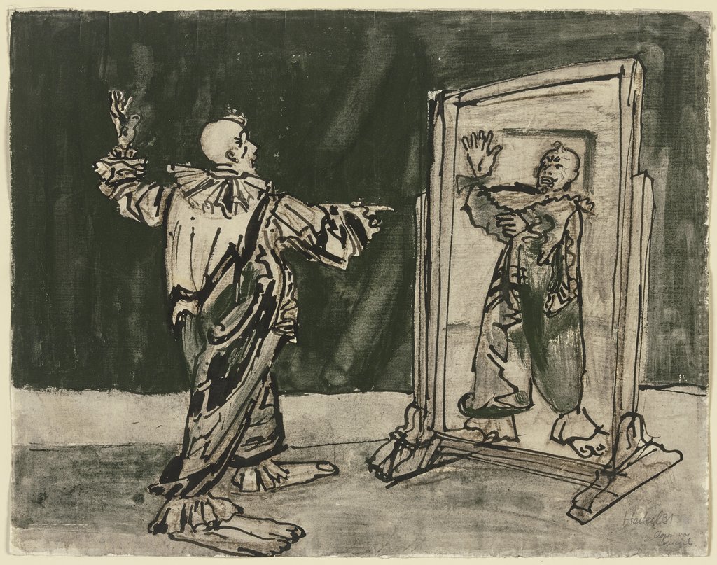 Clown in front of a mirror, Erich Heckel