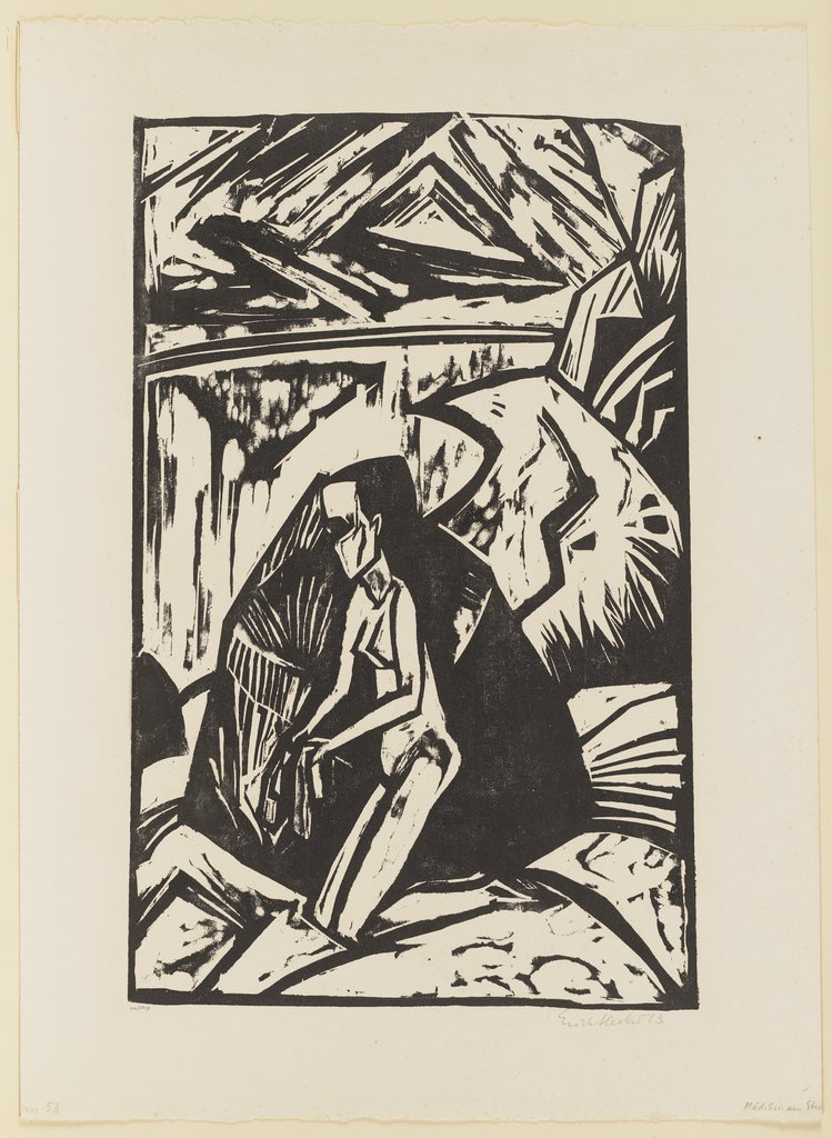 Kniende am Stein, Erich Heckel