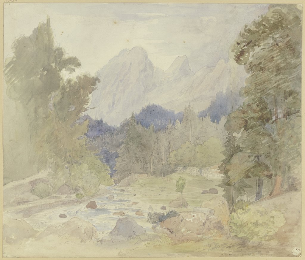 Gebirgslandschaft, Bach bei Berchtesgarden, Johann Balthasar Bauer