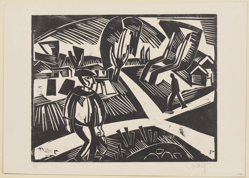 Russische Landschaft mit Kreuzweg, Karl Schmidt-Rottluff