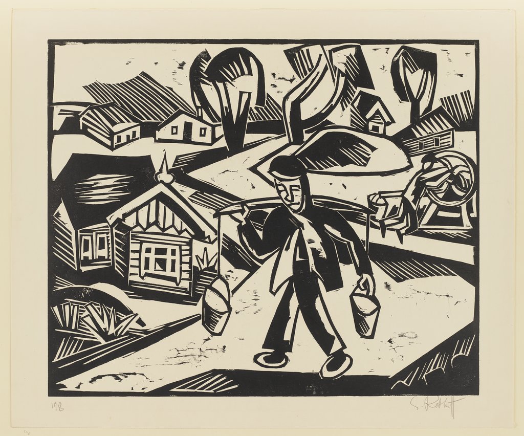 Russische Landschaft mit Wasserträger, Karl Schmidt-Rottluff