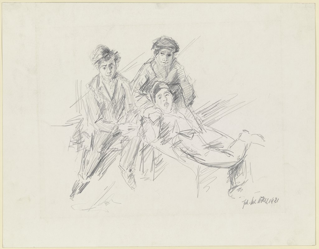 Group of three men, Johann Heinrich Höhl