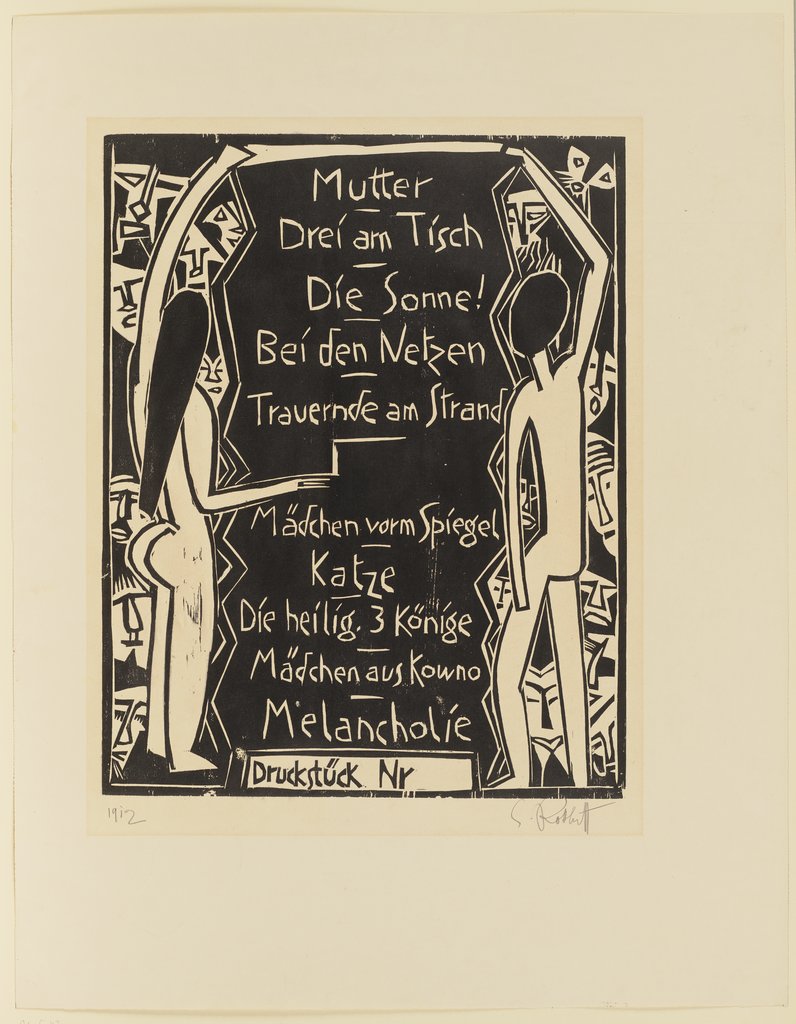 Inhaltsverzeichnis für die Neumann-Mappe, Karl Schmidt-Rottluff